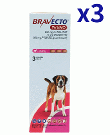 ブラベクトトリウノ >40-60kg | 3錠x3箱| ノミ | マダニ | フィラリア