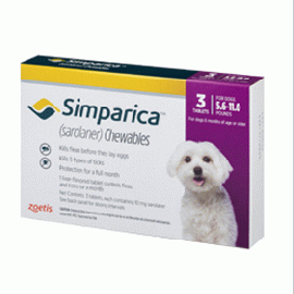 シンパリカ 10mg | 2.6 -5.1kg | 3錠入 | 犬用ノミ・マダニ駆除薬 | Simp